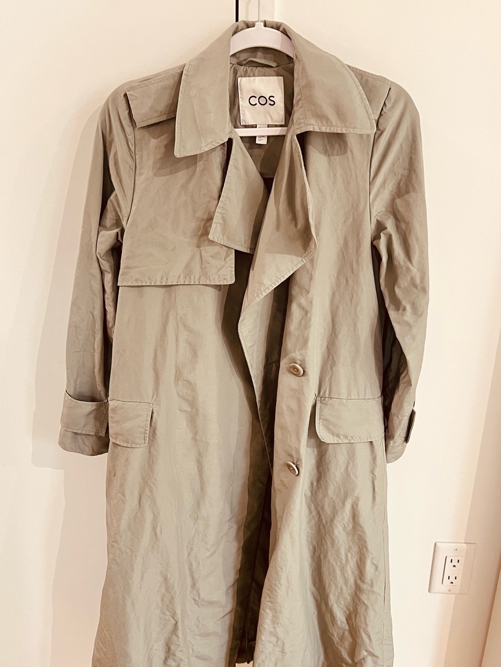 COS Lightweight Trench Coat in Olive
